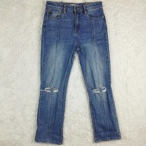 Kancan Womens Jeans Marley Slim Straight‎ High Rise Blue Denim Light Wash 27